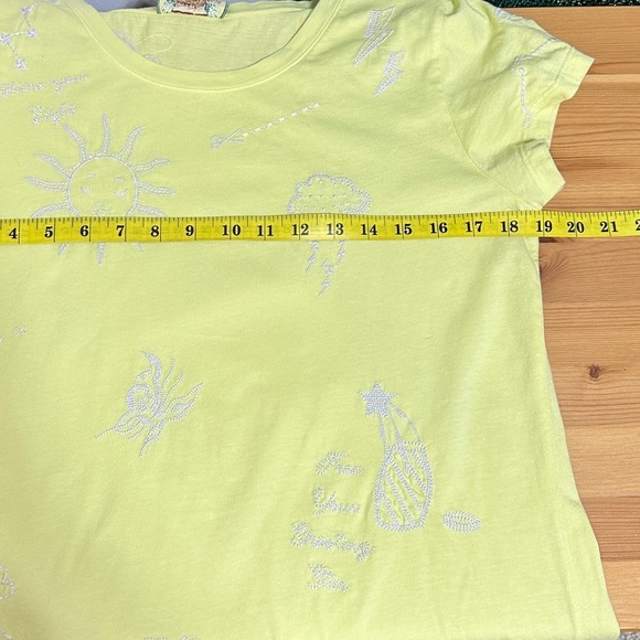 Johnny Was | Embroidered Yellow Scoop Neck Cotton Top | Size M - Picture 9 of 10